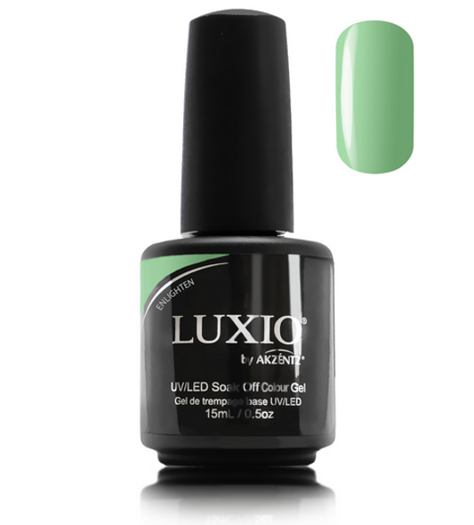 Luxio Gel Polish - Enlighten 15ml A Light Green  premium 100% pure gel, odourless, vegan, long lasting, HEMA-FREE, pro-only Coloured Gel Polish.