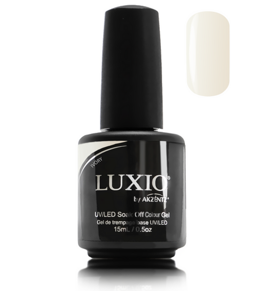 Luxio Gel Polish - Ivory 15ml A Warm Off-White  premium 100% pure gel, odourless, vegan, long lasting, HEMA-FREE, pro-only Coloured Gel Polish.
