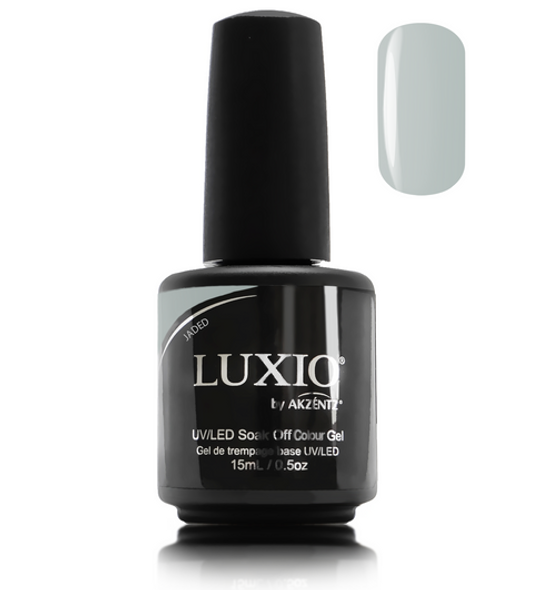 Luxio Gel Polish - Jaded 15ml A Light Green  premium 100% pure gel, odourless, vegan, long lasting, HEMA-FREE, pro-only Coloured Gel Polish.