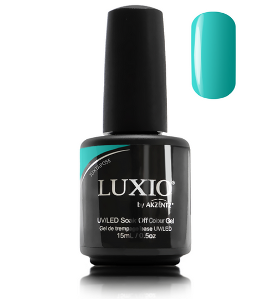 Luxio Gel Polish - Juxtapose 15ml A Bright Teal  premium 100% pure gel, odourless, vegan, long lasting, HEMA-FREE, pro-only Coloured Gel Polish.