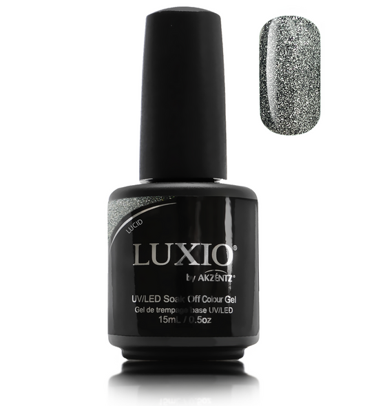 Luxio Gel Polish - Lucid 15ml A Silver Glitter with Black Flecks  premium 100% pure gel, odourless, vegan, long lasting, HEMA-FREE, pro-only Coloured Gel Polish.