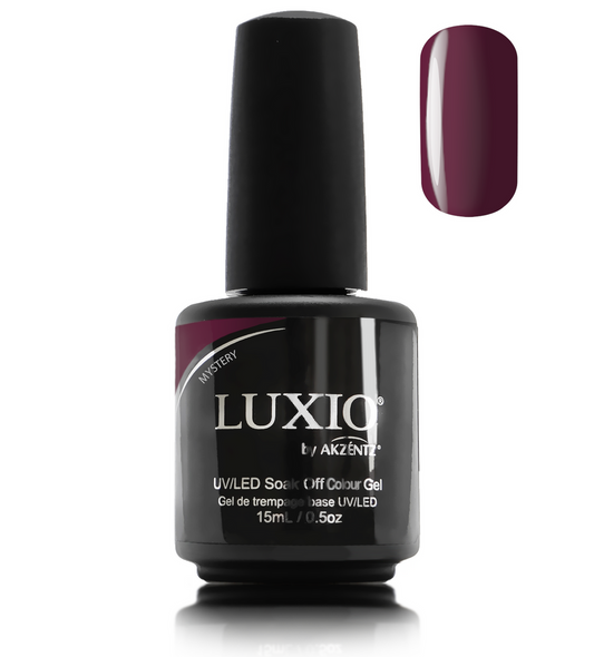 Luxio Gel Polish - Mystery 15ml A Plum-Burgundy  premium 100% pure gel, odourless, vegan, long lasting, HEMA-FREE, pro-only Coloured Gel Polish.