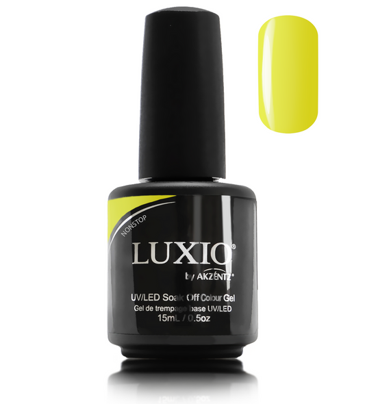Luxio Gel Polish - Nonstop 15ml A Neon Yellow  premium 100% pure gel, odourless, vegan, long lasting, HEMA-FREE, pro-only Coloured Gel Polish.