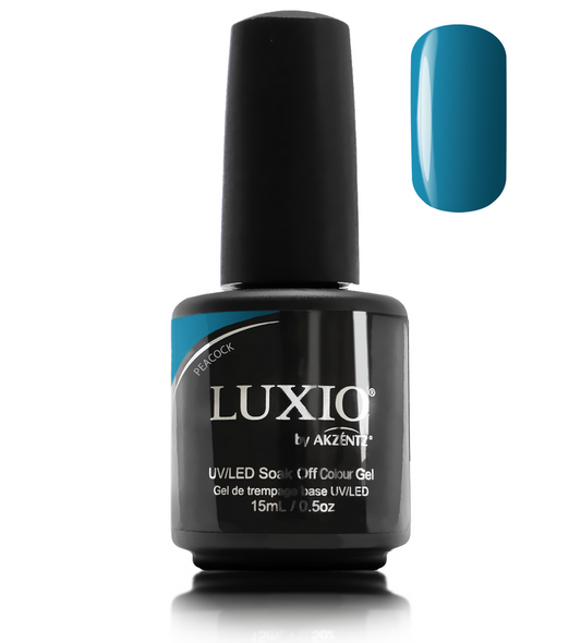 Luxio Gel Polish - Peacock 15ml A Jewel Blue  premium 100% pure gel, odourless, vegan, long lasting, HEMA-FREE, pro-only Coloured Gel Polish.