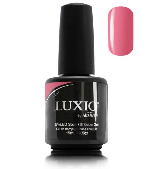 Luxio Gel Polish - Pout 15ml A Rosey Pink  premium 100% pure gel, odourless, vegan, long lasting, HEMA-FREE, pro-only Coloured Gel Polish.