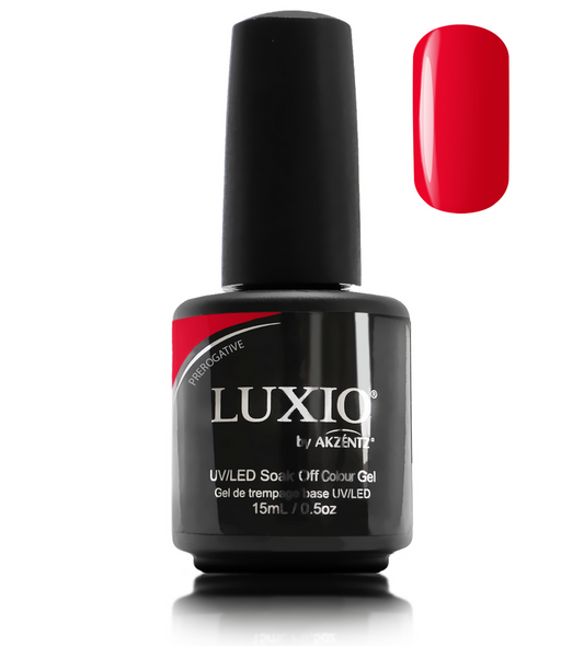 Luxio Gel Polish - Prerogative 15ml A Hot Cherry Red  premium 100% pure gel, odourless, vegan, long lasting, HEMA-FREE, pro-only Coloured Gel Polish.