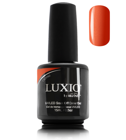 Luxio Gel Polish - Calypso (Glitter) 15ml A Sparkling Orange  premium 100% pure gel, odourless, vegan, long lasting, HEMA-FREE, pro-only Coloured Gel Polish.