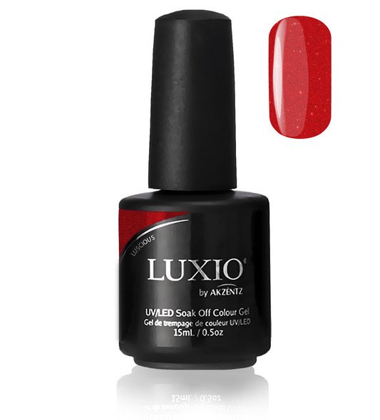 Luxio Gel Polish - Luscious (Glitter) 15ml A Ruby Sparkle  premium 100% pure gel, odourless, vegan, long lasting, HEMA-FREE, pro-only Coloured Gel Polish.