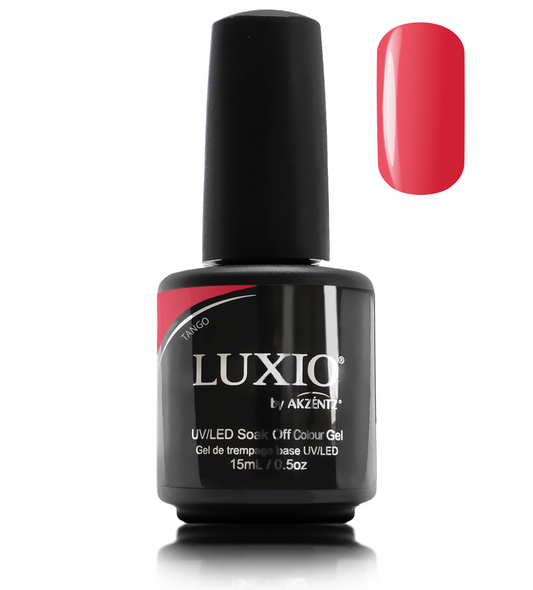 Luxio Gel Polish - Tango 15ml A Coral Red  premium 100% pure gel, odourless, vegan, long lasting, HEMA-FREE, pro-only Coloured Gel Polish.