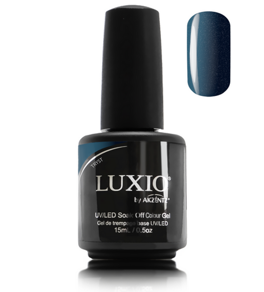 Luxio Gel Polish - Tryst 15ml A Teal Blue with Sparkle  premium 100% pure gel, odourless, vegan, long lasting, HEMA-FREE, pro-only Coloured Gel Polish.