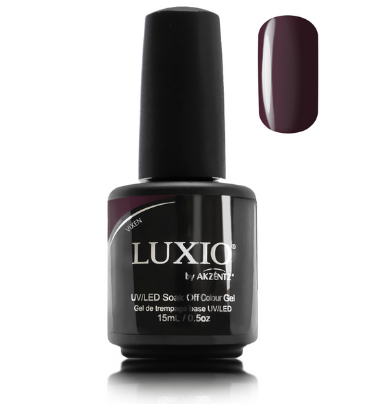 Luxio Gel Polish - Vixen 15ml A Dark Plum  premium 100% pure gel, odourless, vegan, long lasting, HEMA-FREE, pro-only Coloured Gel Polish.