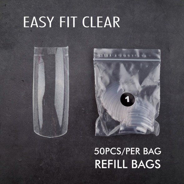 Refill Tips - TNS Easy Fit Clear Half-Well Nail Tips (50PCS Per Bag)