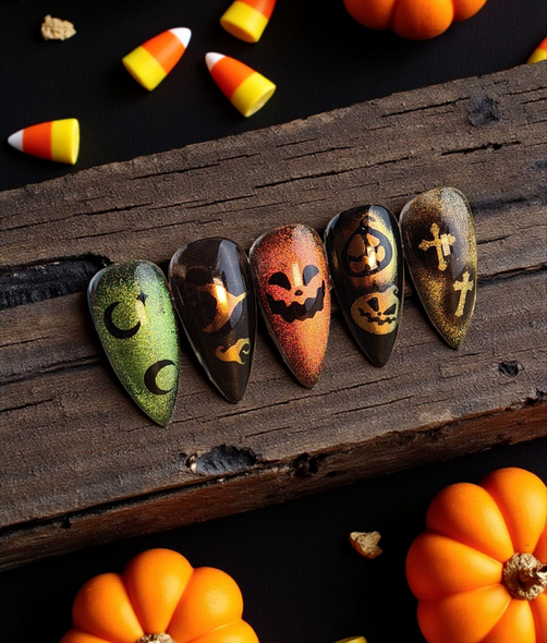 6PCS Halloween Spooky Ghost Nail Sticker Stencils