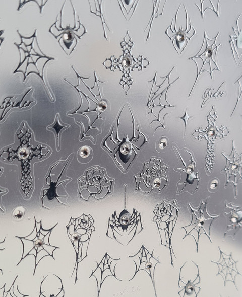 Moxie Silver Spider Gem Gothic Nail Sticker Set