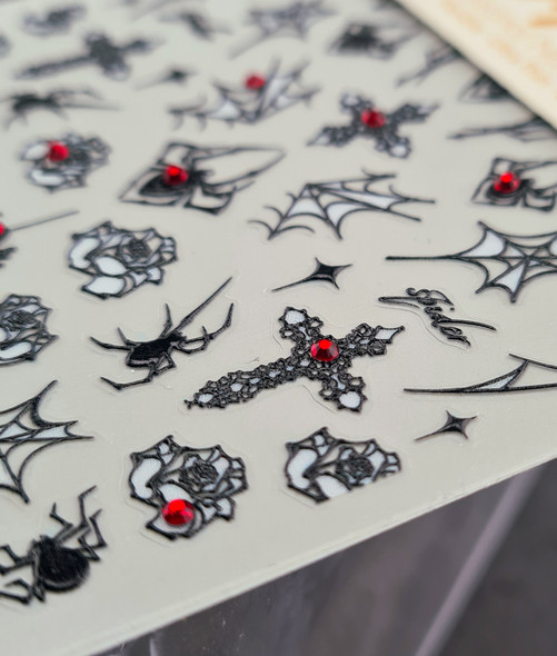 Moxie Redback Spider Gem Gothic Nail Stickers 