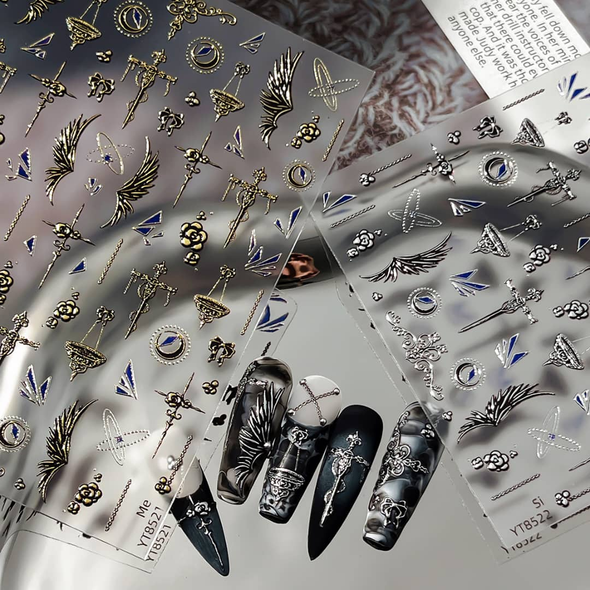 Gothic Glam Nail Stickers – Gold or Silver