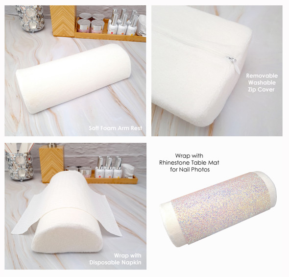 White Foam Manicure Arm Rest (Washable Terry Towel Cover)