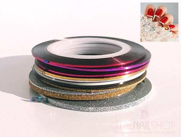 Coloured & Glittered Striping Tape for Nail Art