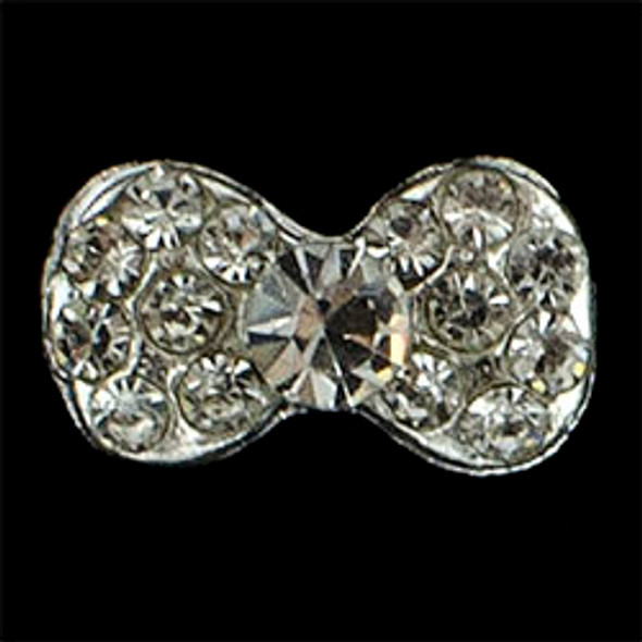 Silver & Crystal Rounded Bow Nail Art Charms (5PCS) - Great for Weddings!