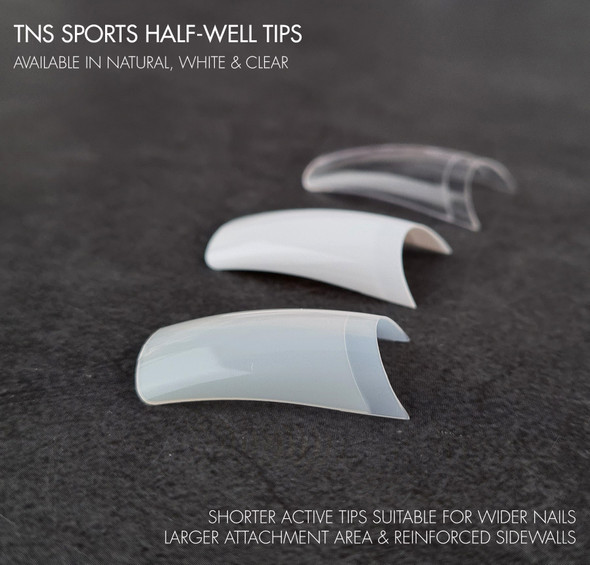 TNS Sports White Half-Well Nail Tips (Box of 100PCS or 500PCS)