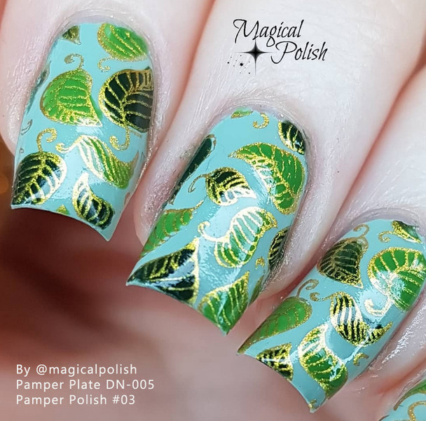 Pamper Plates Professional Nail Stamping Plates - Design #5 (Houndstooth, Spider Webs, Skulls, Mermaid Scales, Paws & Vertical Stripes)