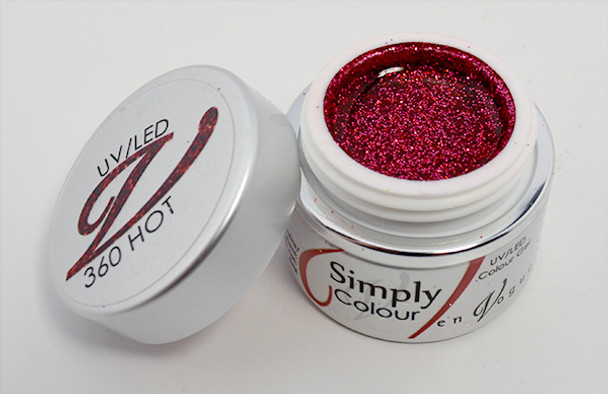 Simply Coloured Glitter UV/LED Nail Gel (Hard Gel) 5ml - 360 HOT (Red Glitter)