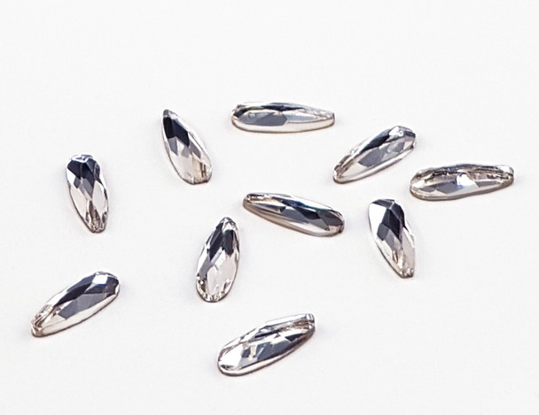 Large Clear Glass Raindrop Flat Back Rhinestones for Nail Art (10PCS Per Bag) - 6mm X 2mm