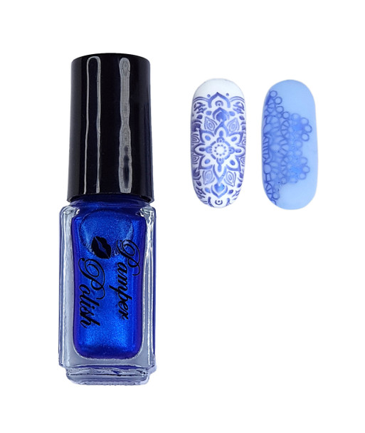 Pamper Polish Nail Stamping Plate Polish Mini 5ml - BLUE PEARL