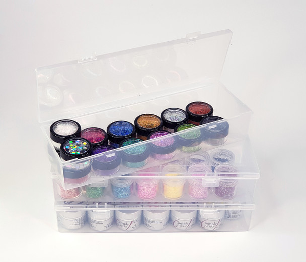 Empty Plastic Container Box Storage for Nail Art Glitter (24.8cm X 7.7cm X 4.6cm)