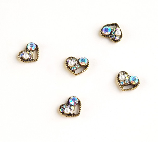 Vintage Style Heart Metal Nail Art Jewel Charms (5PCS/BAG)