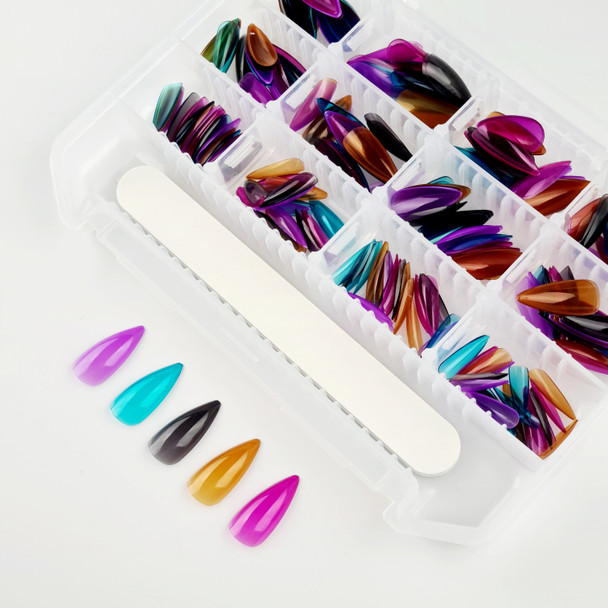 Jelly Collection Stiletto Press On Nail Tips (240PCS Box + File)