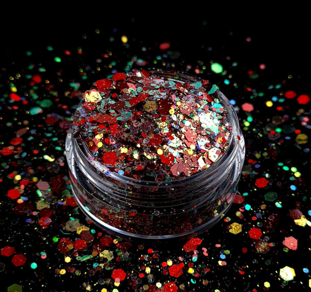 TNS Red Pizzazz Glitter Mix for Nail Art - 1oz Bag