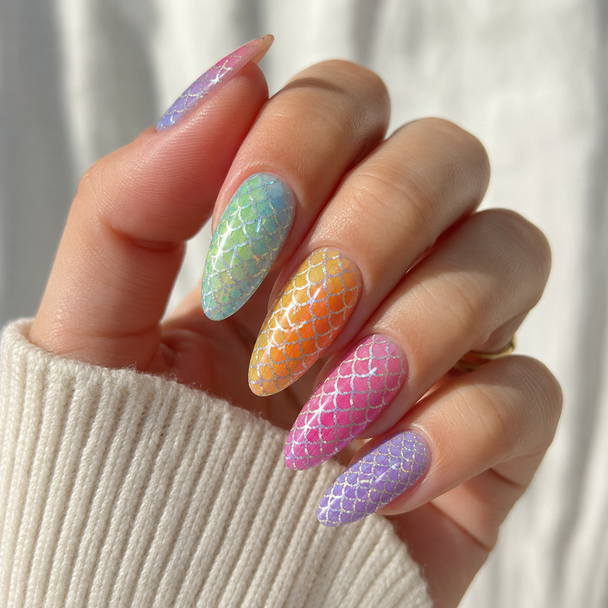 Ombre Mermaid Scales Nail Art Transfer Foil Se