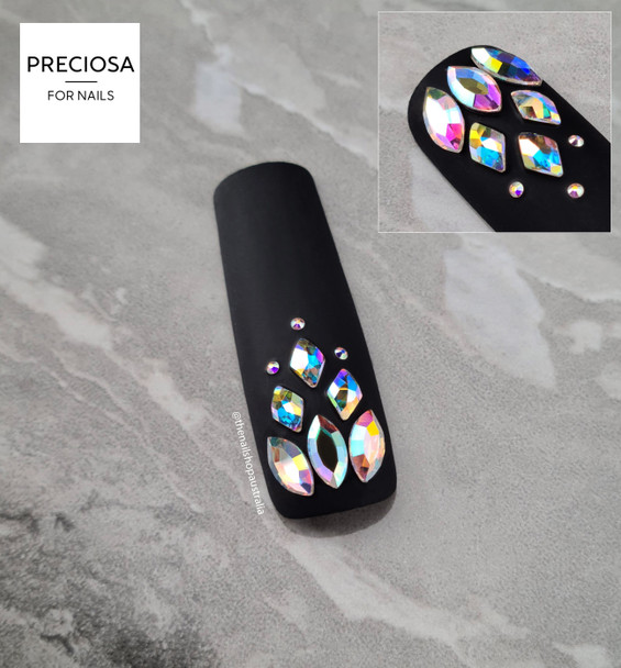 Preciosa for Nails MC Navette MAXIMA Flatback Crystals AB (8mm X 4mm) - 10PCS/Bag