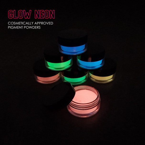 Neon Multicolour Glow-In-The-Dark Pigment Powders for Nail Art (10gm Pots)