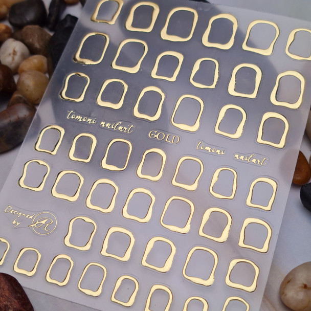 Moxie Ultra Thin Flexible Nail Art Stickers - 5D Embossed Gold Frames