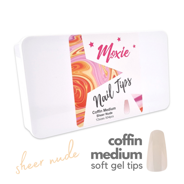 Sheer Nude Coffin Medium Full Cover Nail Tips (Box of 504)