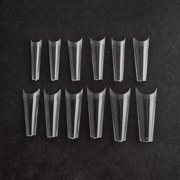 Long Half-Well Nail Coffin Nail Tips - Clear (Bag of 504PCS)