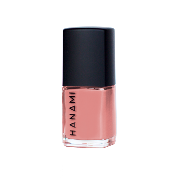 Hanami Nail Polish - April Sun In Cuba 15ml colour is Apricot pink, vegan and cruelty free, breathable and Australian made.