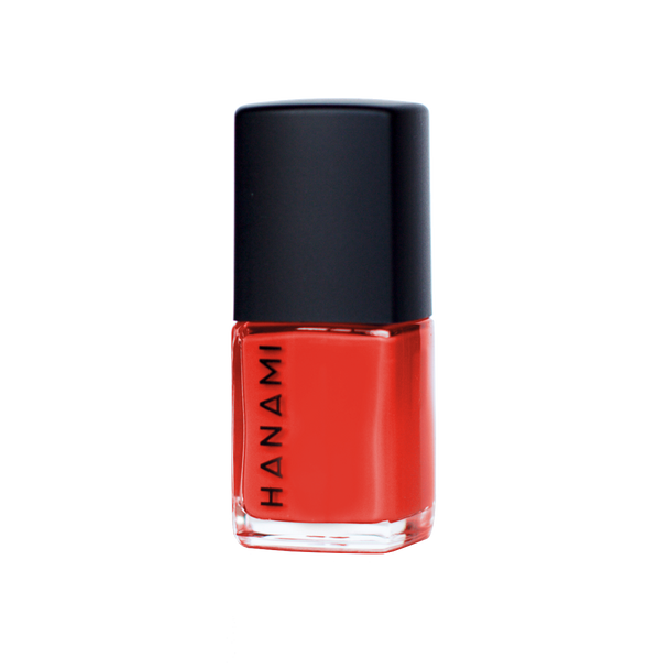 Hanami Nail Polish - I Wanna Be Adored 15ml colour is Bright red orange, vegan and cruelty free, breathable and Australian made.