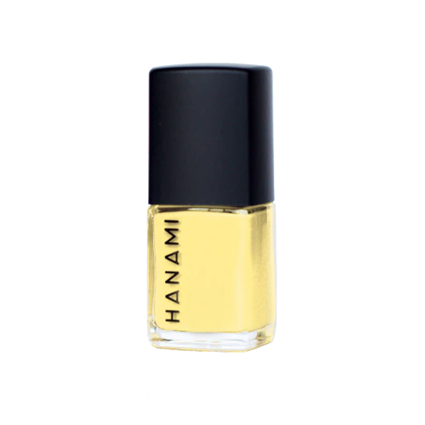 Hanami Nail Polish - Sun Daze 15ml colour is Bright lemon yellow, vegan and cruelty free, breathable and Australian made.