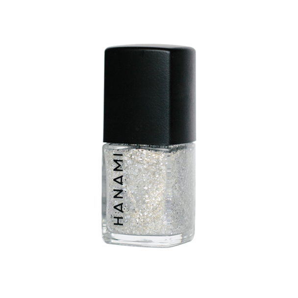 Hanami Nail Polish - Technologic 15ml colour is Silver gold glitter, vegan and cruelty free, breathable and Australian made.