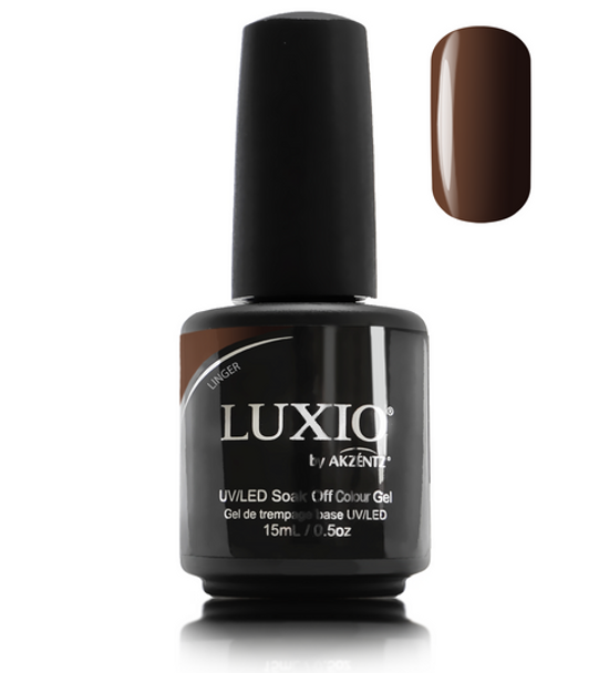 Luxio Gel Polish - Linger 15ml A Warm Brown  premium 100% pure gel, odourless, vegan, long lasting, HEMA-FREE, pro-only Coloured Gel Polish.