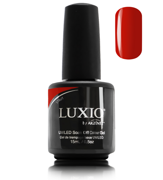 Luxio Gel Polish - Strut 15ml A Deep Fiery Red  premium 100% pure gel, odourless, vegan, long lasting, HEMA-FREE, pro-only Coloured Gel Polish.