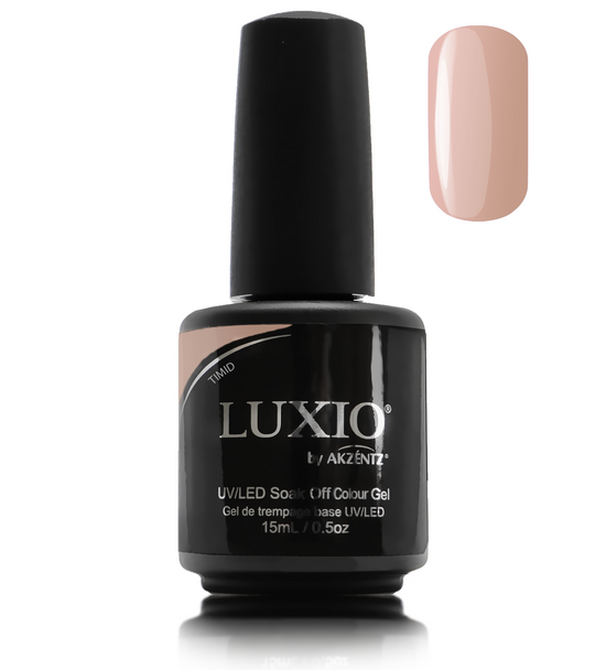 Luxio Gel Polish - Timid 15ml A Sheer Nude  premium 100% pure gel, odourless, vegan, long lasting, HEMA-FREE, pro-only Coloured Gel Polish.