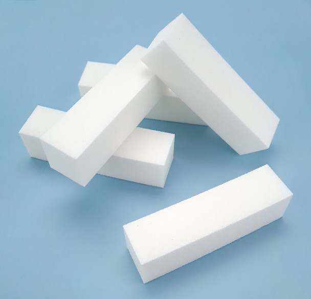 WHITE BUFFER BLOCKS FOR ACRYLIC GEL NAILS (100 GRIT) - 5 PCS