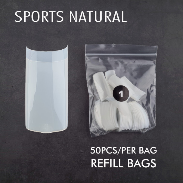 Refill Tips - TNS Sports Nail Tips (Half-Well) - Natural (50PCS)