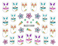 Cute Colourful Easter Nail Stickers (Peel & Stick) - Egg Bunnies in Bows