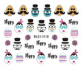 Cute Colourful Easter Nail Stickers (Peel & Stick) - Hipster Eggs, Eggs in Top Hats & Moustaches