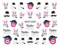 Cute Colourful Easter Nail Stickers (Peel & Stick) - Hipster Easter Eggs, Top Hats, Moustaches, Glasses, Glam Eggs